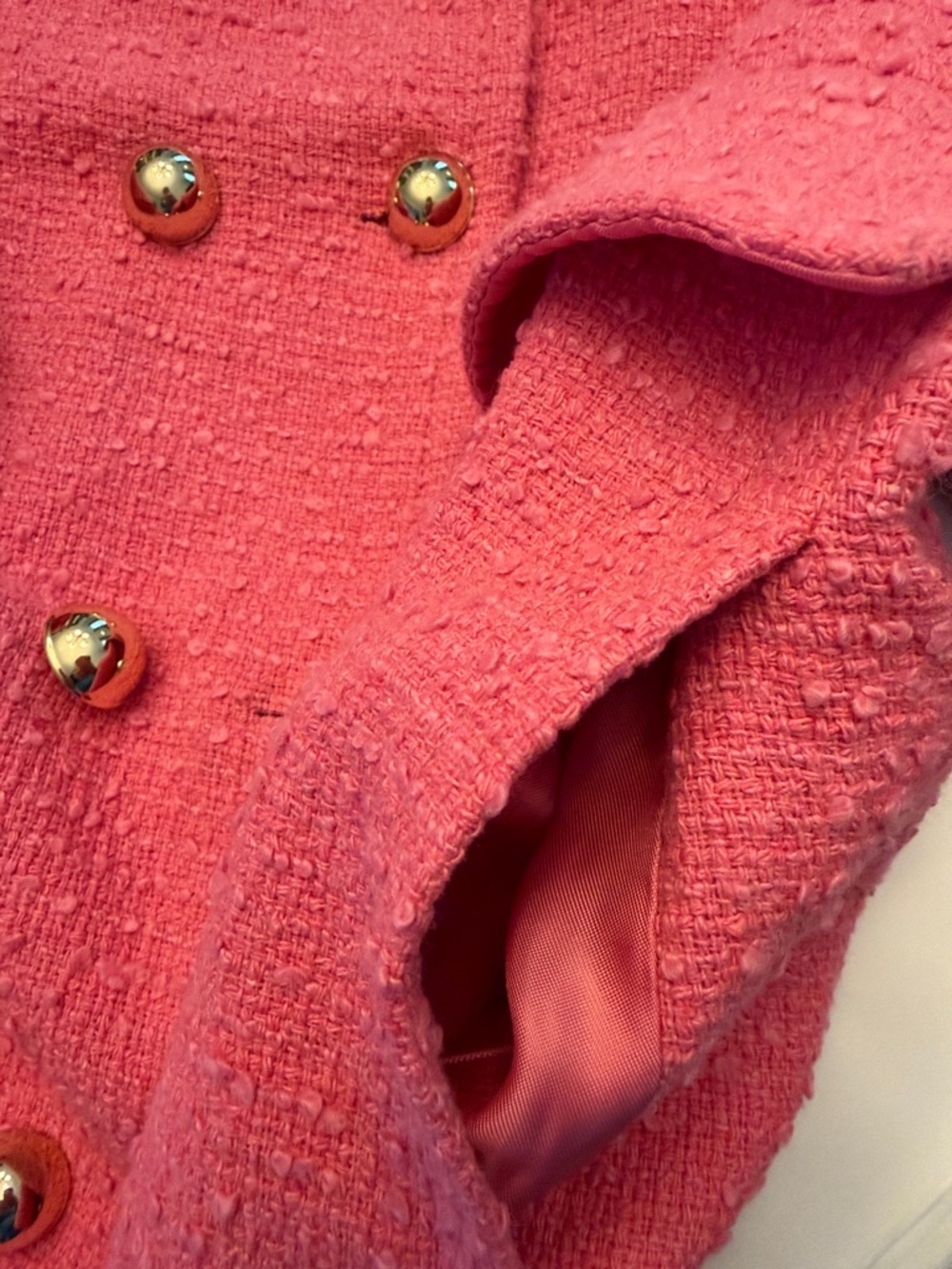 Mango Hot Pink Tweed Double-Breasted Jacket - Picture 9 of 11